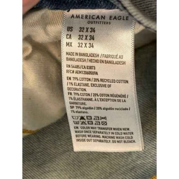 American Eagle Mens AirFlex Straight Slim Light Blue Denim Jeans Sz 32x34 - Picture 9 of 9